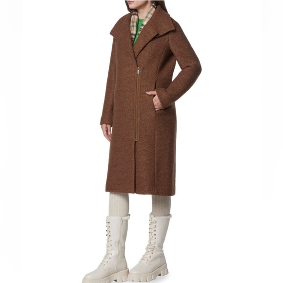 Andrew Marc Geller Assymetrical Long Coat Size M In Ivory - Picture 3 of 16